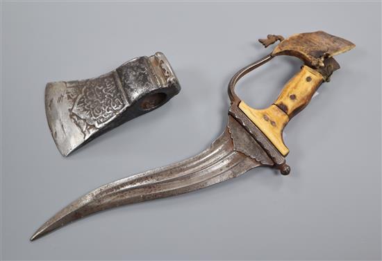 A Deccan dagger and Qajar axe head